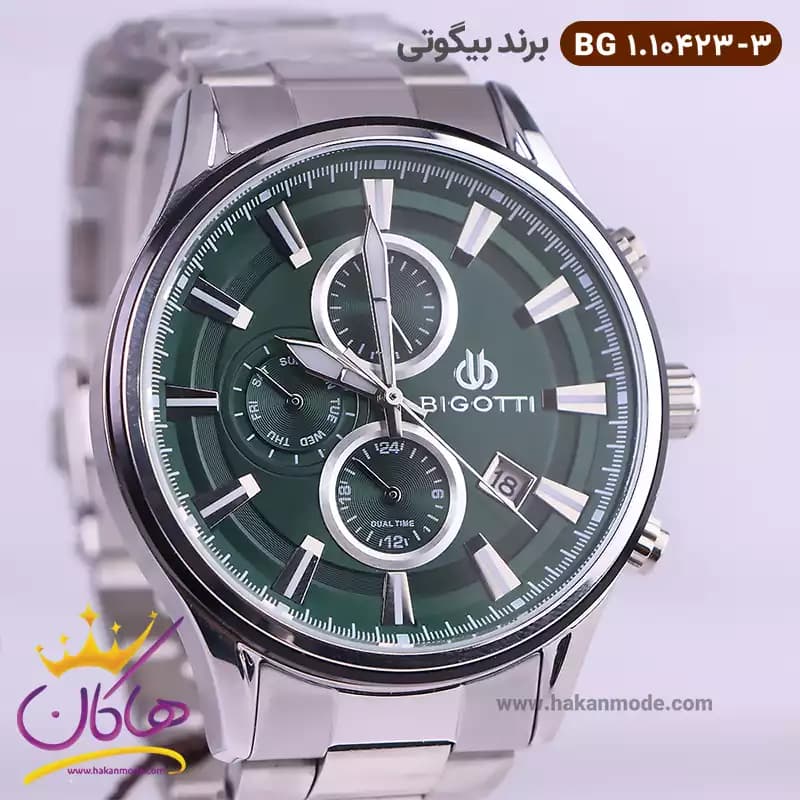 ساعت بیگوتی مردانه فلزی صفحه سبز کد BG.1.10423-3 — تصویر ۲