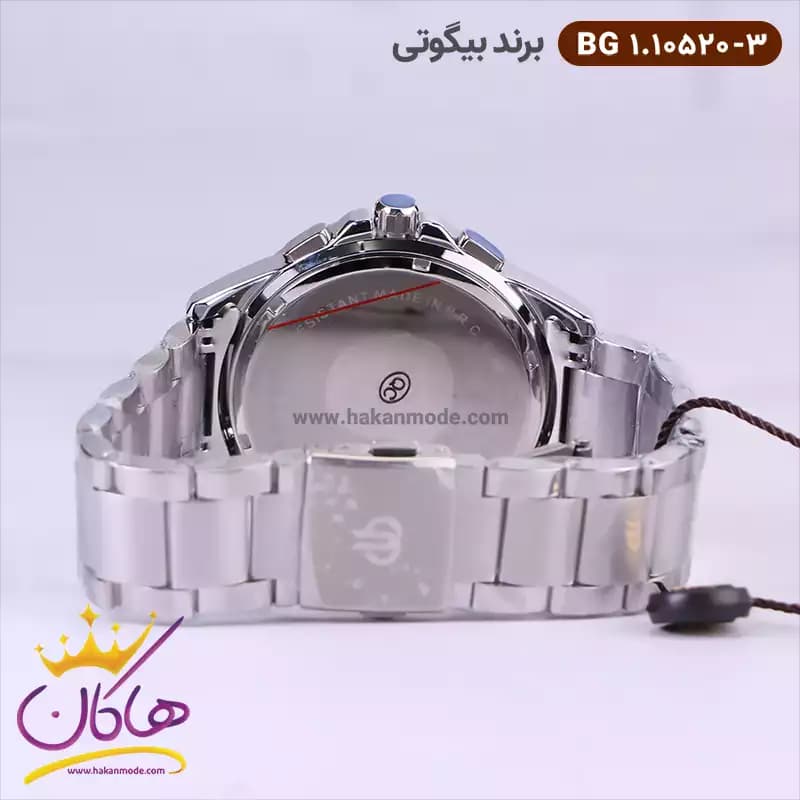 ساعت مچی بیگوتی مردانه فلزی صفحه آبی دو زمانه کد BG.1.10520-3 — تصویر ۴