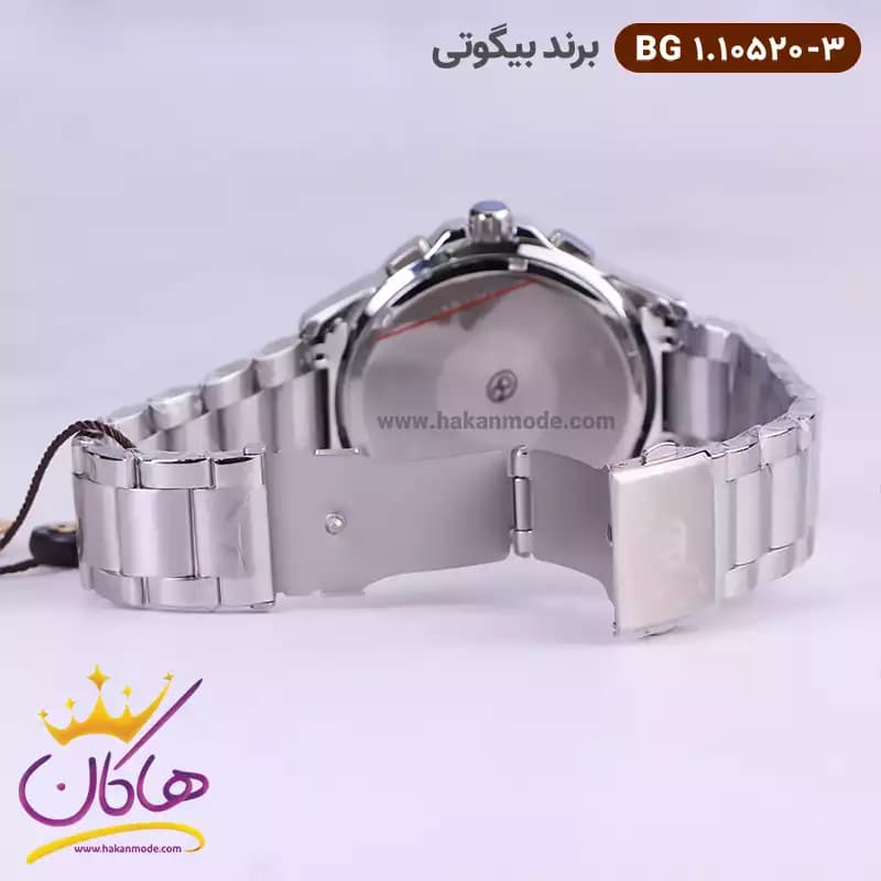 ساعت مچی بیگوتی مردانه فلزی صفحه آبی دو زمانه کد BG.1.10520-3 — تصویر ۳