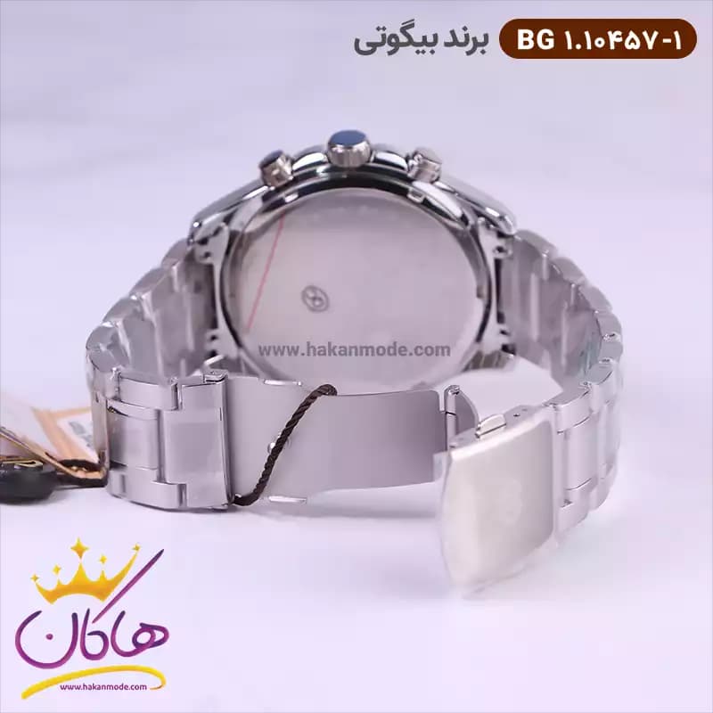 ساعت بیگوتی مردانه فلزی صفحه سفید دو زمانه کد BG.1.10457-1 — تصویر ۴