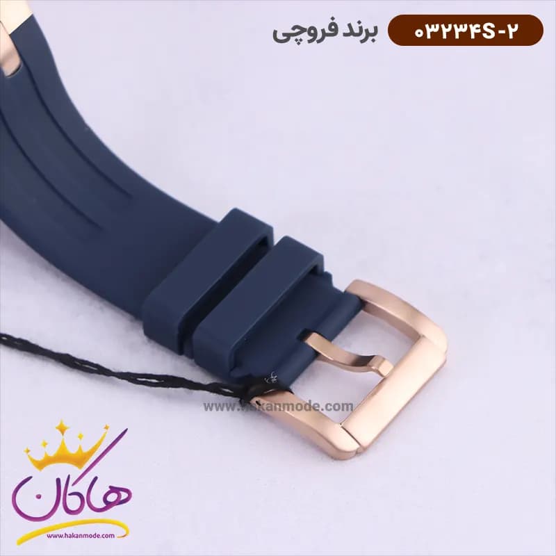 ساعت فروچی مردانه بند رابر سورمه ای رزگلد 03234s/2 — تصویر ۳