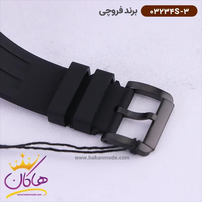 ساعت فروچی مردانه بند رابر مشکی قاب مشکی 03234s/3 — تصویر ۳