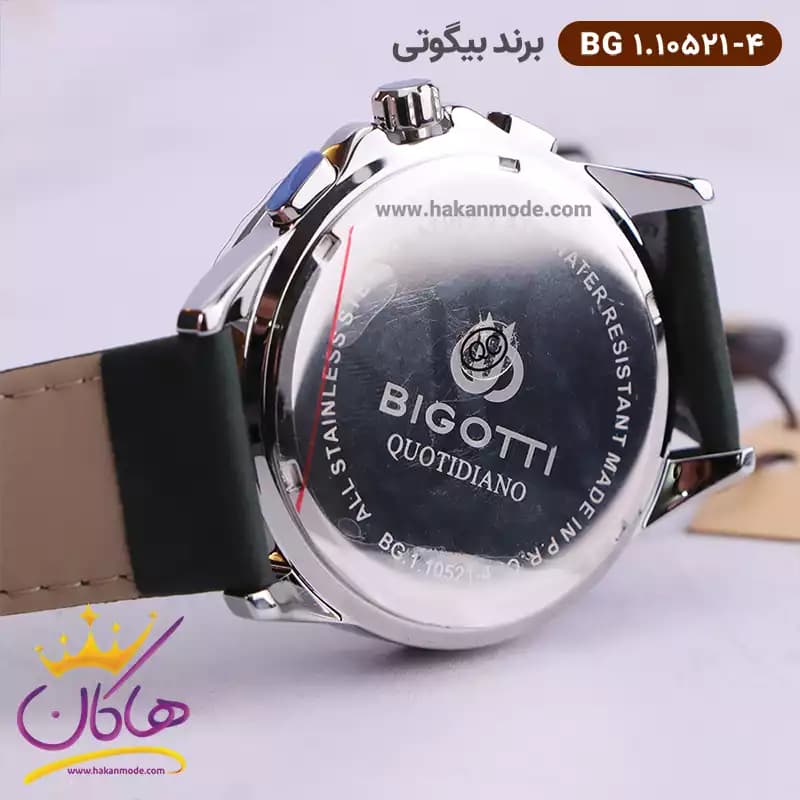 ساعت بیگوتی مردانه بند چرمی صفحه سبز کد BG.1.10521-4 — تصویر ۳