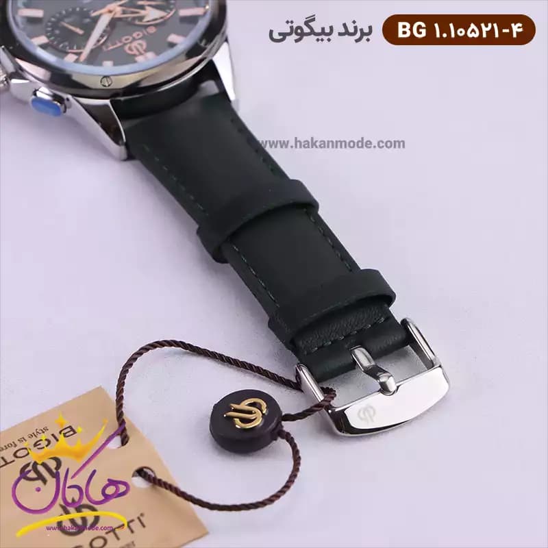 ساعت بیگوتی مردانه بند چرمی صفحه سبز کد BG.1.10521-4 — تصویر ۲