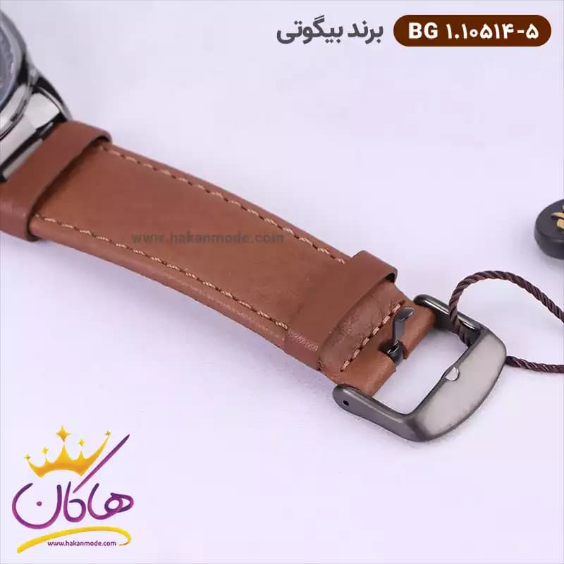 ساعت بیگوتی مردانه بند چرمی قهوه ای فول تایم کد BG.1.10514-5 — تصویر ۴