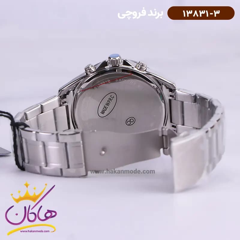 ساعت فروچی مردانه فلزی نقره ای سه موتوره 13831/3 — تصویر ۳