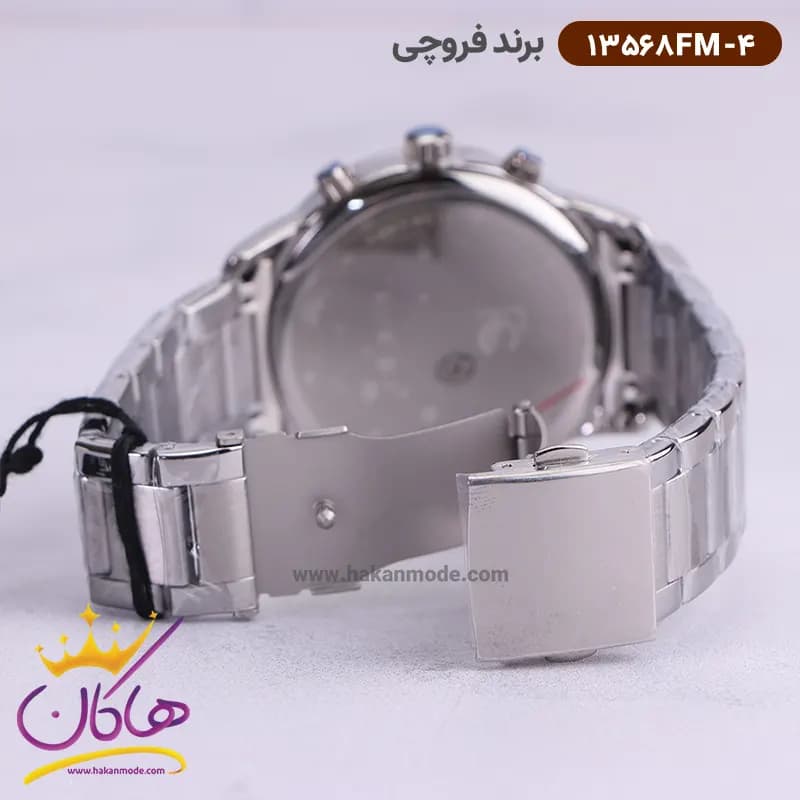 ساعت فروچی مردانه فلزی نقره ای صفحه سورمه ای 13568fm/4 — تصویر ۴