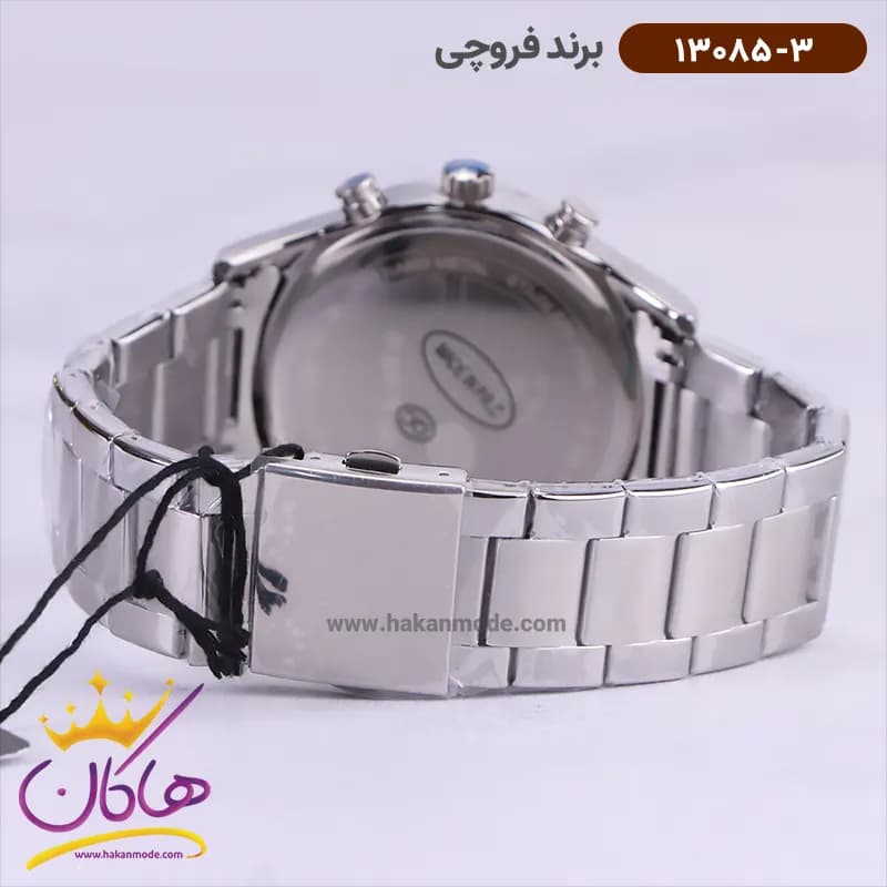ساعت فروچی مردانه فلزی نقره ای صفحه مشکی 13085/3 — تصویر ۳