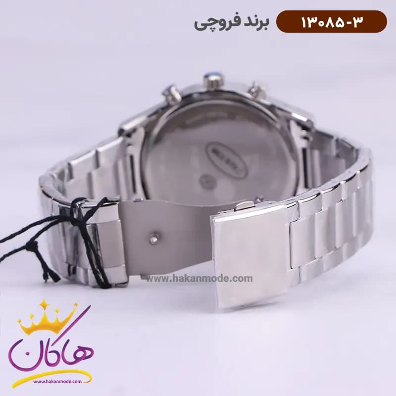 ساعت فروچی مردانه فلزی نقره ای صفحه مشکی 13085/3 — تصویر ۲