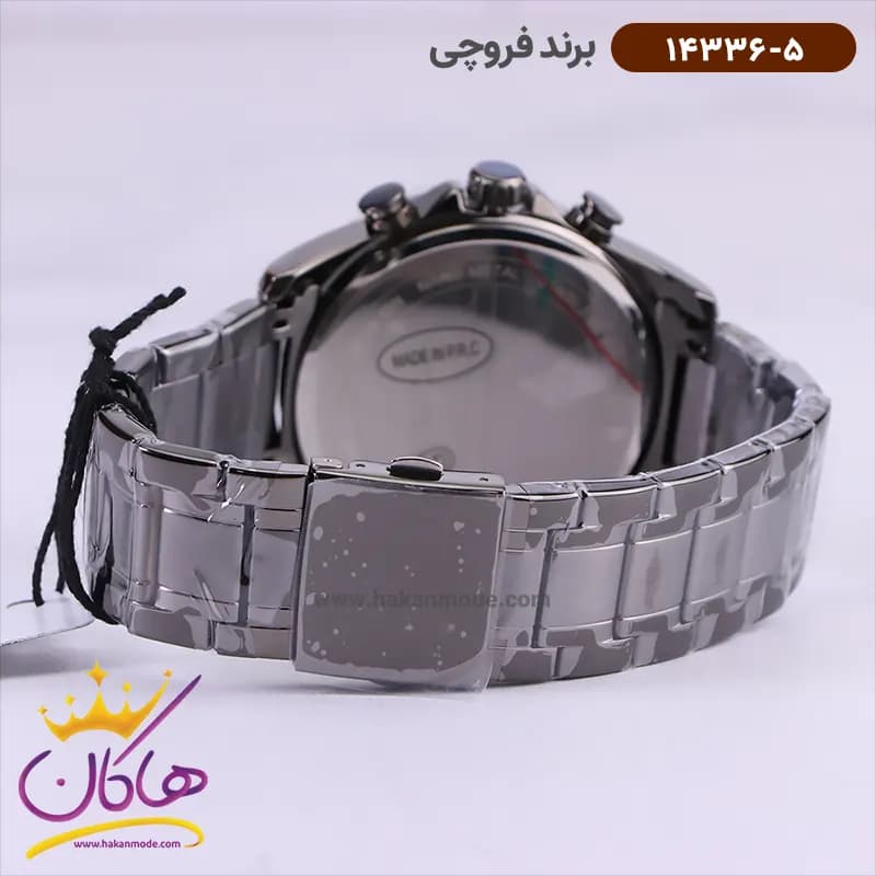 ساعت فروچی مردانه فلزی مشکی صفحه سورمه ای 14336/5 — تصویر ۳