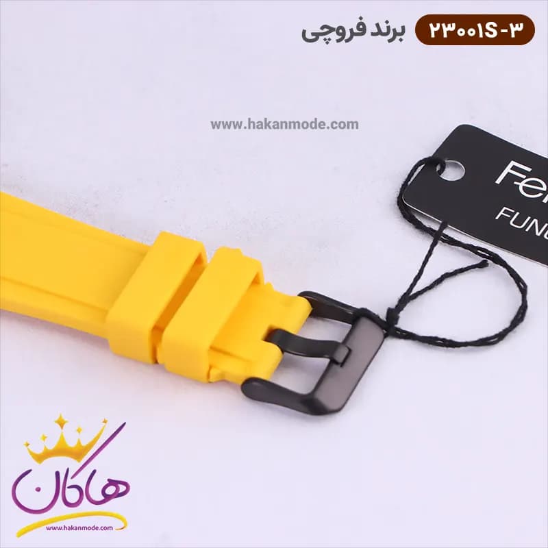 ساعت فروچی مردانه بند رابر زرد کرنوگراف قاب مربع 23001s/3 — تصویر ۳