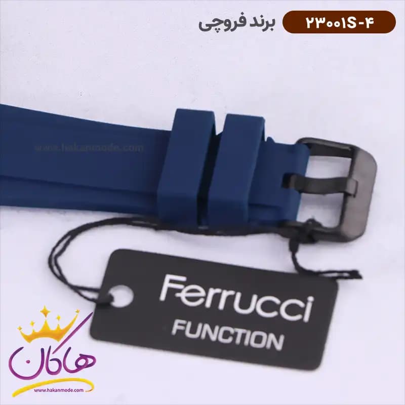 ساعت فروچی مردانه بند رابر سورمه ای کرنوگراف قاب مربع 23001s/4 — تصویر ۳
