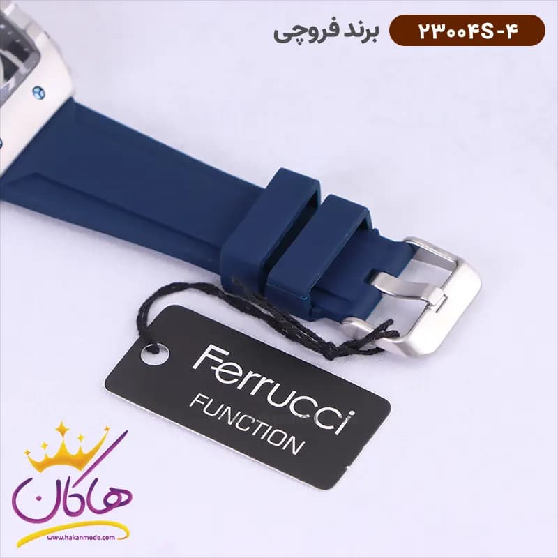 ساعت فروچی مردانه بند رابر سورمه ای کرنوگراف قاب مربع 23004s/4 — تصویر ۳