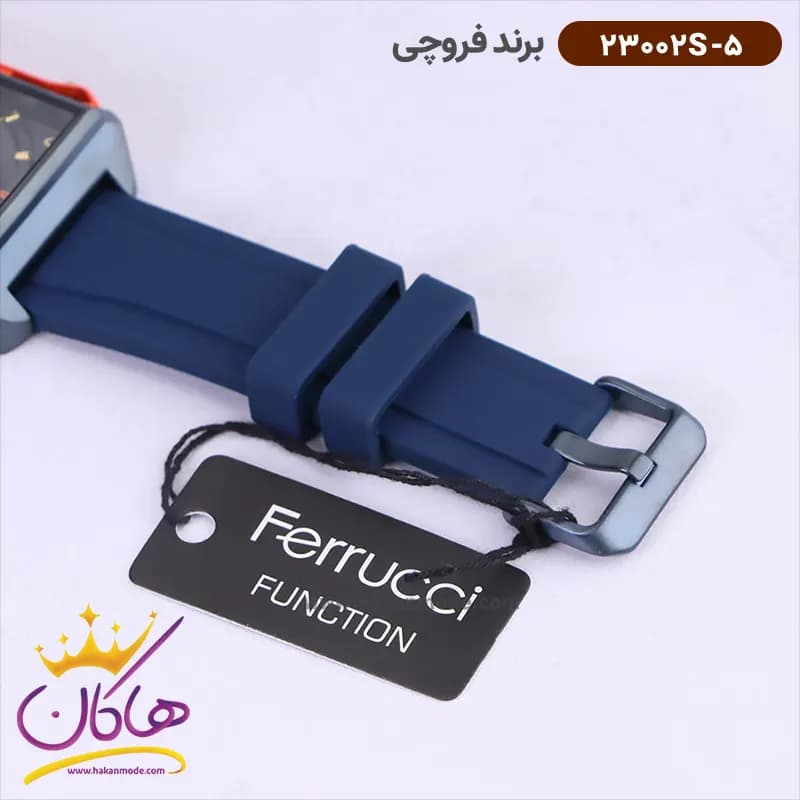 ساعت فروچی مردانه بند رابر سورمه ای قاب مربع کرنوگراف 23002s/5 — تصویر ۳