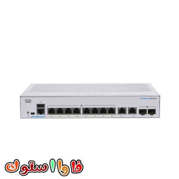 سوئیچ شبکه PoE سیسکو 8 پورت CBS350-8T-E-2G