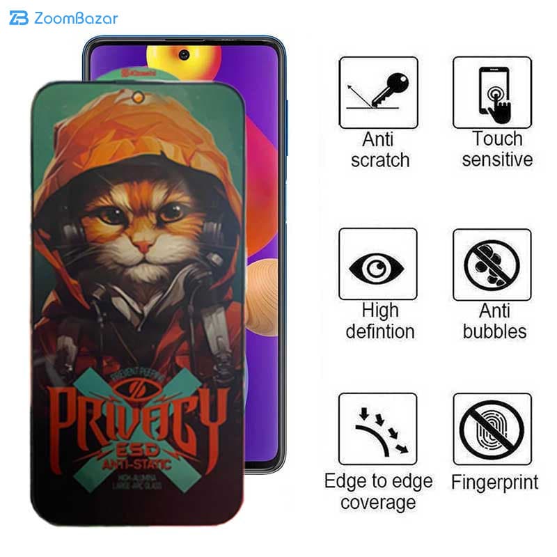 گلس پرایوسی اپیکوی مدل Privacy Hoodie Cat مناسب برای گوشی موبایل سامسونگ Galaxy M62/ M55/ F62/ F55/ F54/ Note 10 Lite/Galaxy S10 Lite/ C55 — تصویر ۳