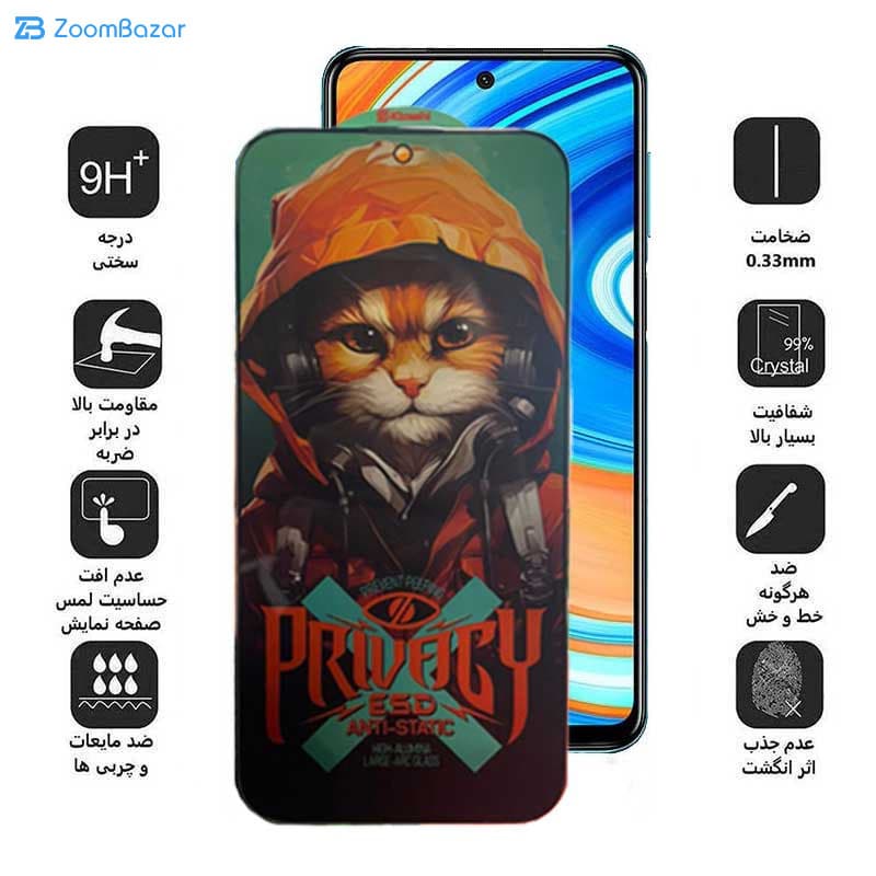 گلس پرایوسی اپیکوی مدل Privacy Hoodie Cat مناسب برای گوشی موبایل شیائومی Redmi Note 9 Pro Max / Note 9 Pro 5G /Note 9 Pro 4G (India)/ Note 9 Pro 4G (Global) /Note 9S — تصویر ۷