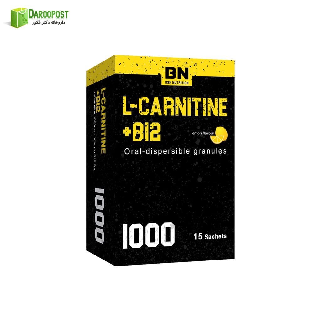 ساشه پودری ال کارنیتین ب 12 بی اس کی | BSK L carnitine + B 12 Sachets