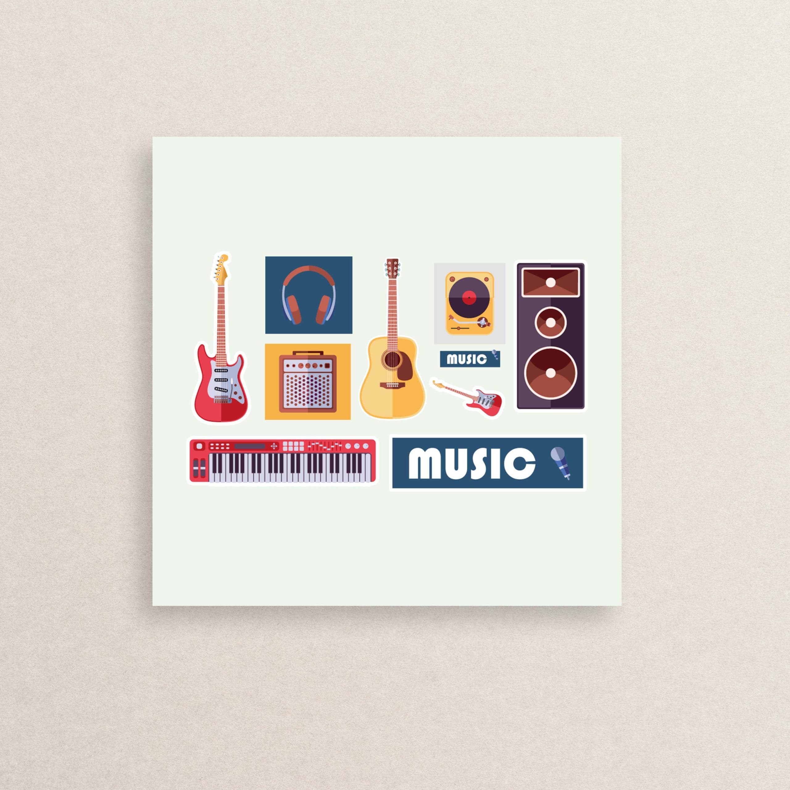 پک استیکر 9 تایی گیتار 01 | nine Guitar Sticker pack 01