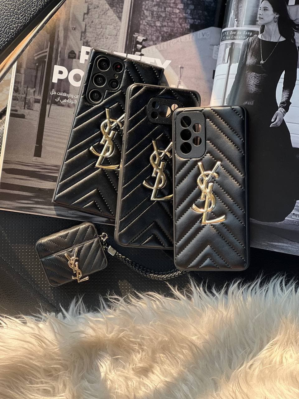 قاب YSL پافر مشکی(سامسونگ شیائومی)