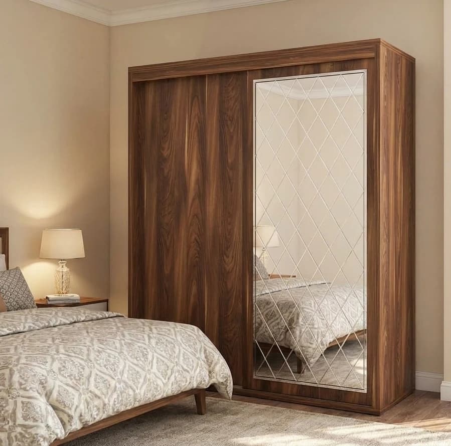 کمد لباس آینه دار ریلی مدرن مدل روهام مبلمان اورلین مدل 973168 — تصویر ۲