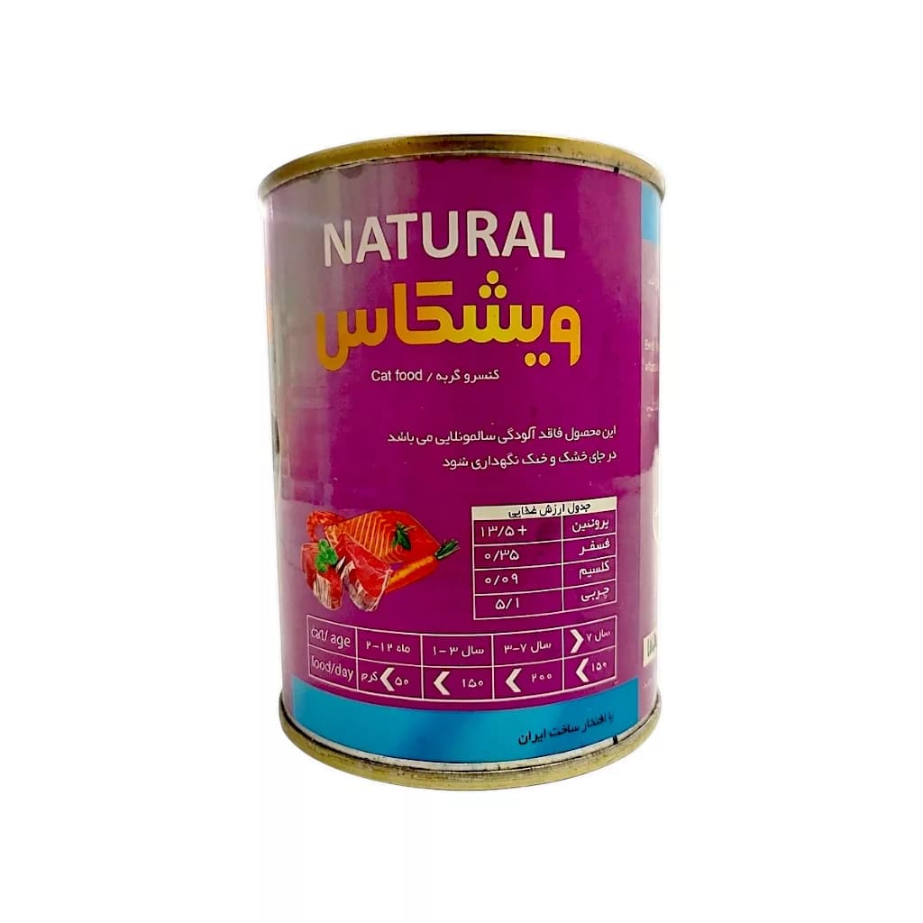 کنسرو غذای گربه ویشکاس مدل نچرال طعم گوشت و مرغ وزن ۳۸۰ گرمی — تصویر ۲