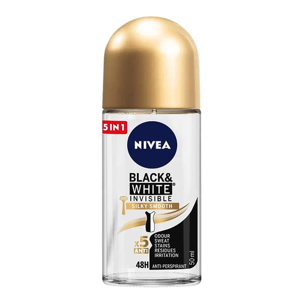 مام رول ضد تعریق زنانه نیوآ 50 میلی لیتر مدل Black & White Invisible Silky Smooth