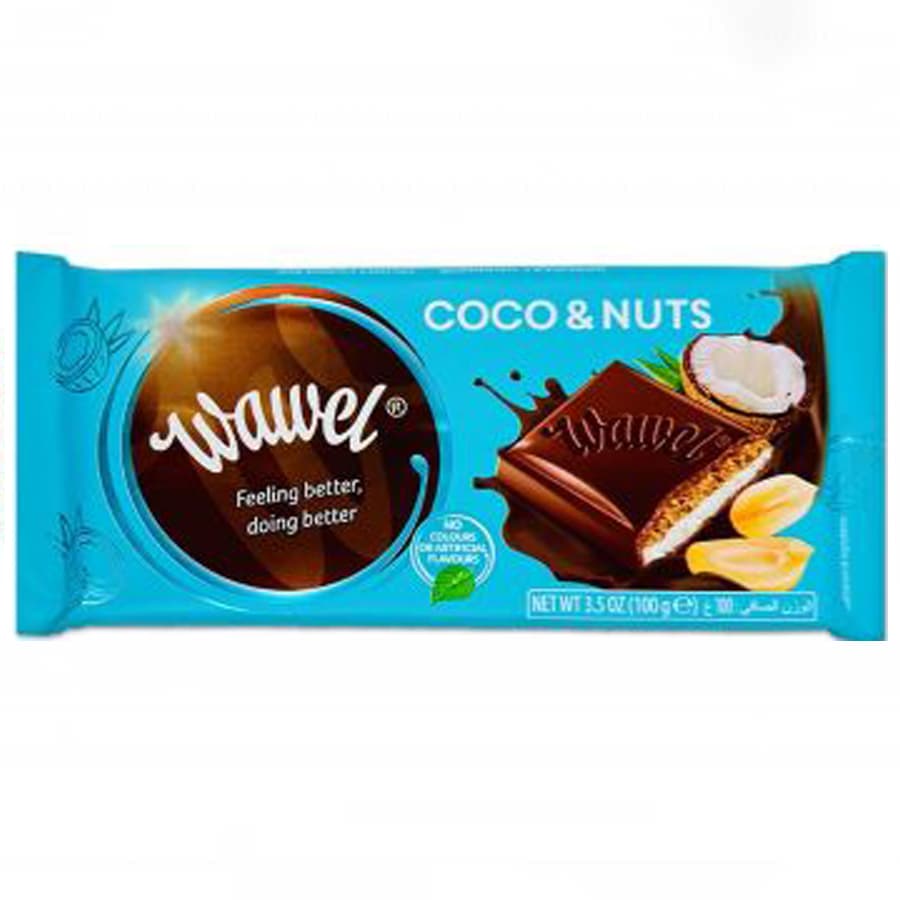 شکلات تخته ای واول اصل ،نارگیل و آجیل ،100 گرم (Wawel Chocolate Coco and Nuts)
