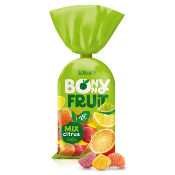 پاستیل شکری بانی فروت روشن طعم مخلوط مرکبات 200 گرم (Roshen Citrus Mix Bonny Fruits Jelly)