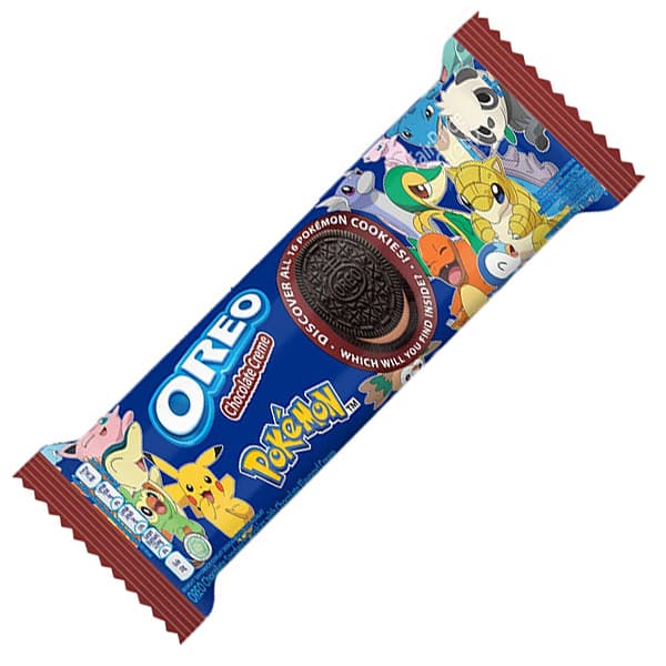 بیسکوئیت کوکی ساندویچی کرمدار اورئو شکلاتی مدل پوکمون 133 گرمی (Oreo Cookies Chocolate Creme Pokemon)