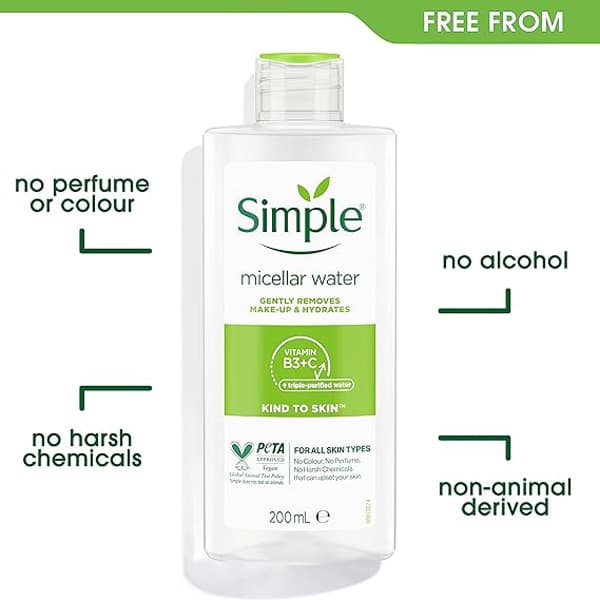 میسلار واتر سیمپل 200 میلی لیتر (Simple Kind to Skin Cleansing Water Micellar) — تصویر ۲