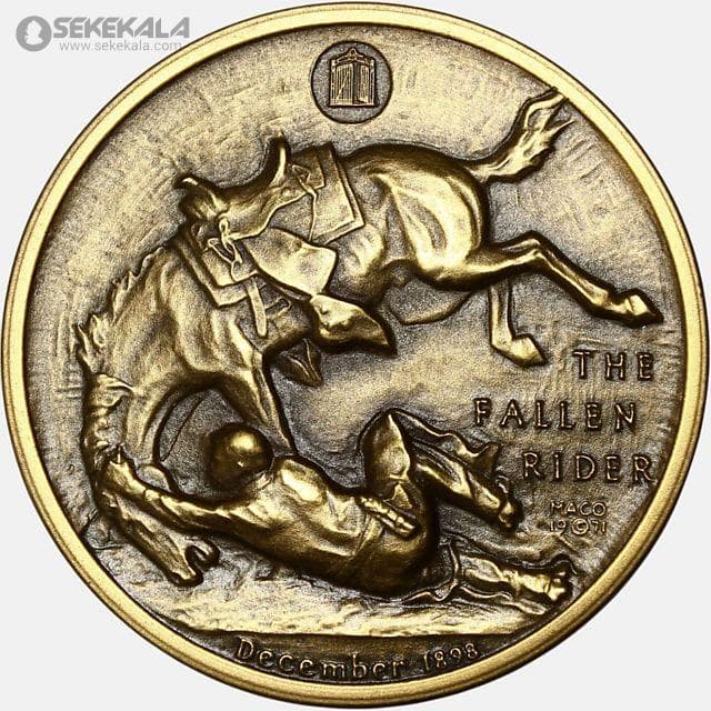 مدال برنز یادبودی آمریکا 1971 (یادبود “سوارکار افتاده” اثر فردریک رمنگتون، دسامبر ۱۸۹۸)(UNC) — تصویر ۲