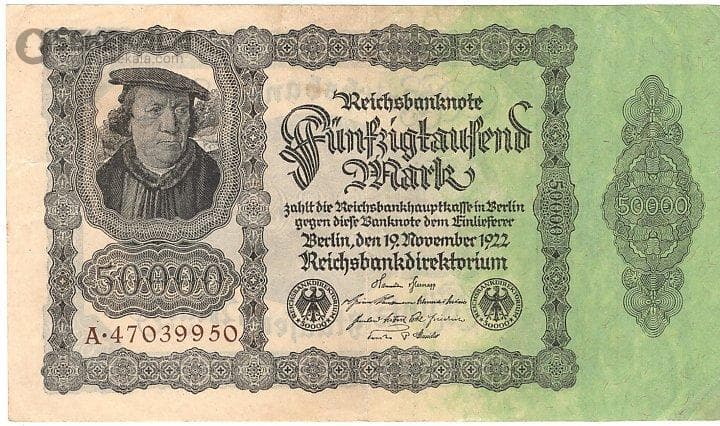 اسکناس 50.000 مارک آلمان (وایمار) 1922 (VF)