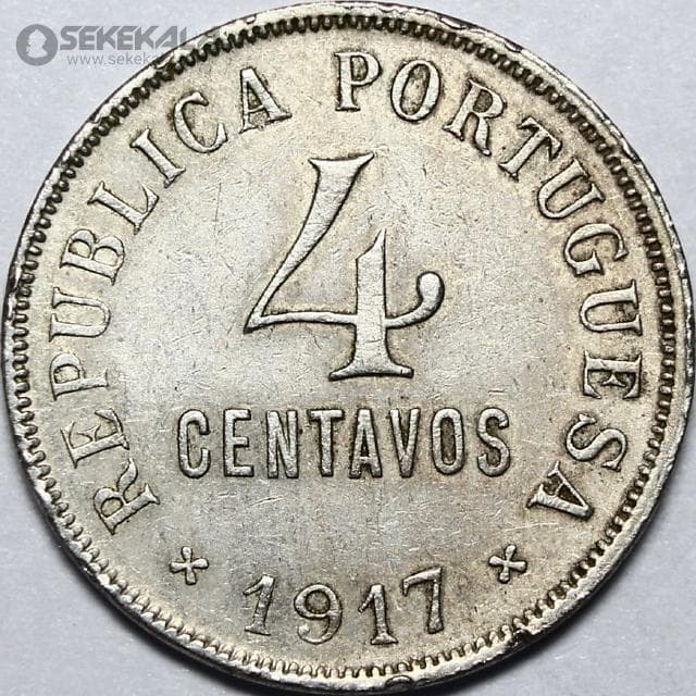 سکه 4 سنتاوو کمیاب پرتغال 1917 — تصویر ۲