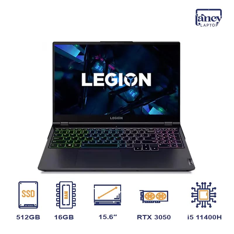 لپ تاپ استوک 15.6 اینچی لنوو Legion 5 Core i5-11400H 16GB DDR4 512GB SSD RTX 3050 4GB FHD IPS 144Hz