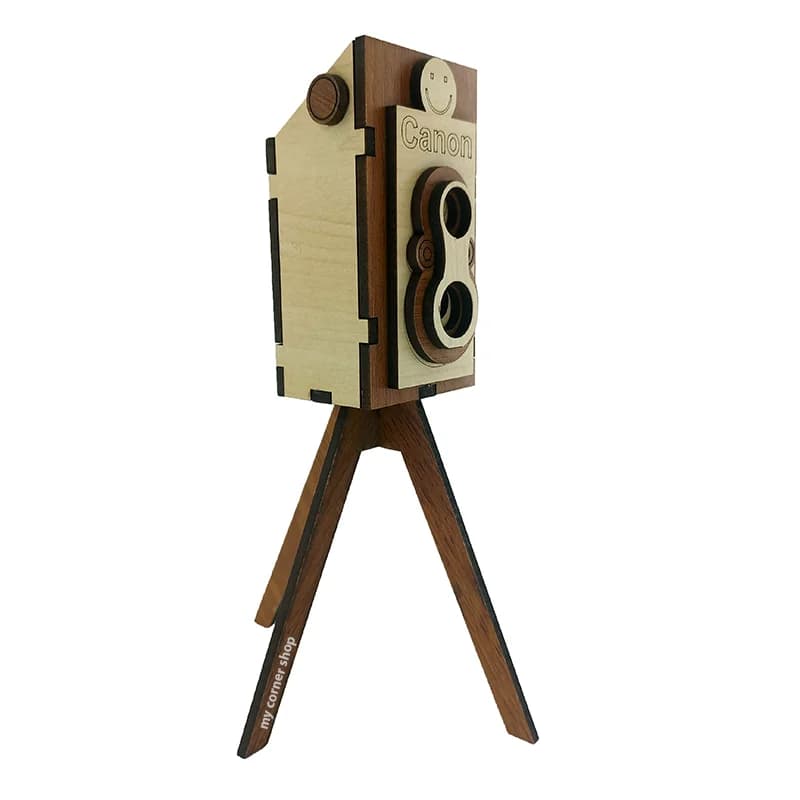 دکوری دوربین پایه دار canon، چوبی، لیزری، کد 040 — تصویر ۲