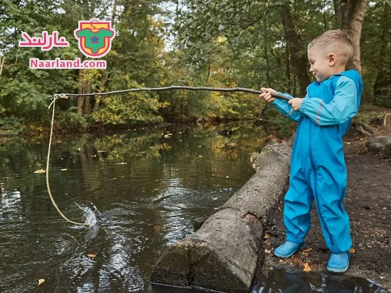 اورال (سرهمی) بارانی بدون آستر لوپیلو فیروزه ای طرح زیردریایی — تصویر ۳