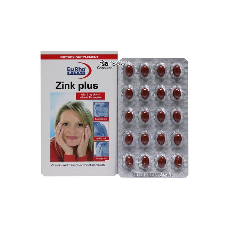 کپسول زینک پلاس (۵ میلی گرم) یوروویتال ۶۰ عدد EuRho Vital Zink Plus 5mg 60 Caps