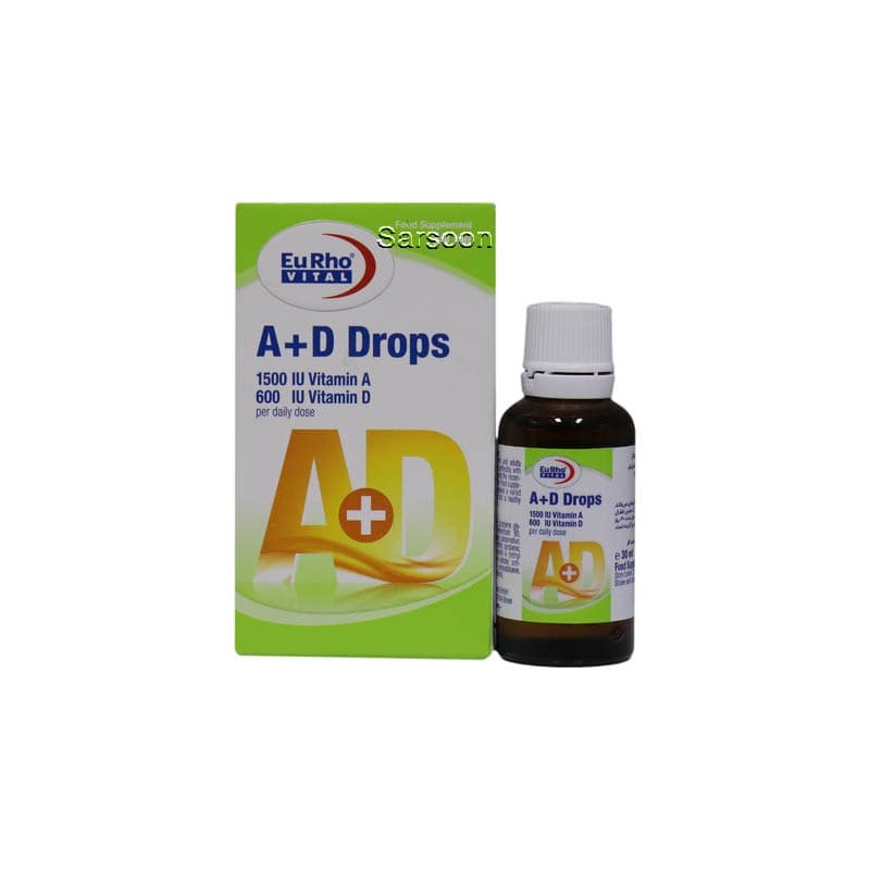 قطره خوراکی آ+د یوروویتال 30 میلی لیتر Eurho Vital A D Drops 30 ml