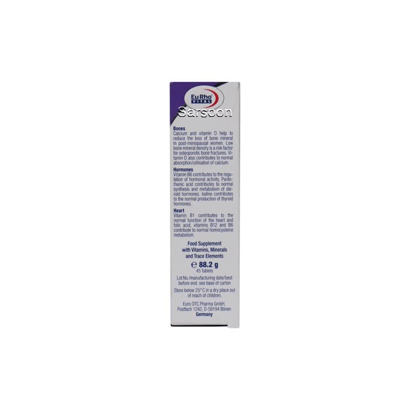 قرص منو اورت کلسیم پلاس یوروویتال 45 عدد Eurhovital Meno Avert Calcium Plus 45 Tablets — تصویر ۲