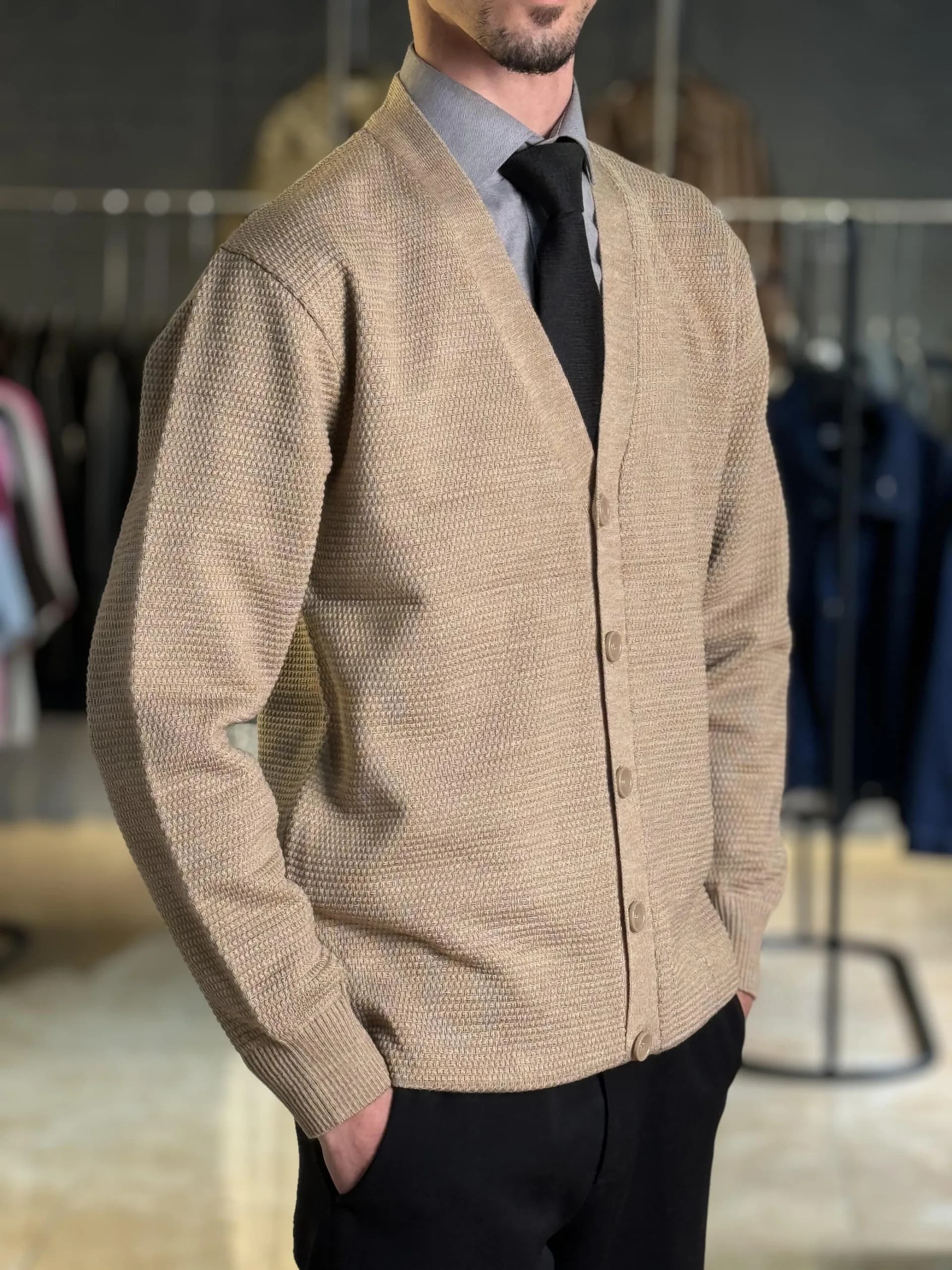 ژاکت بافت XL کرم