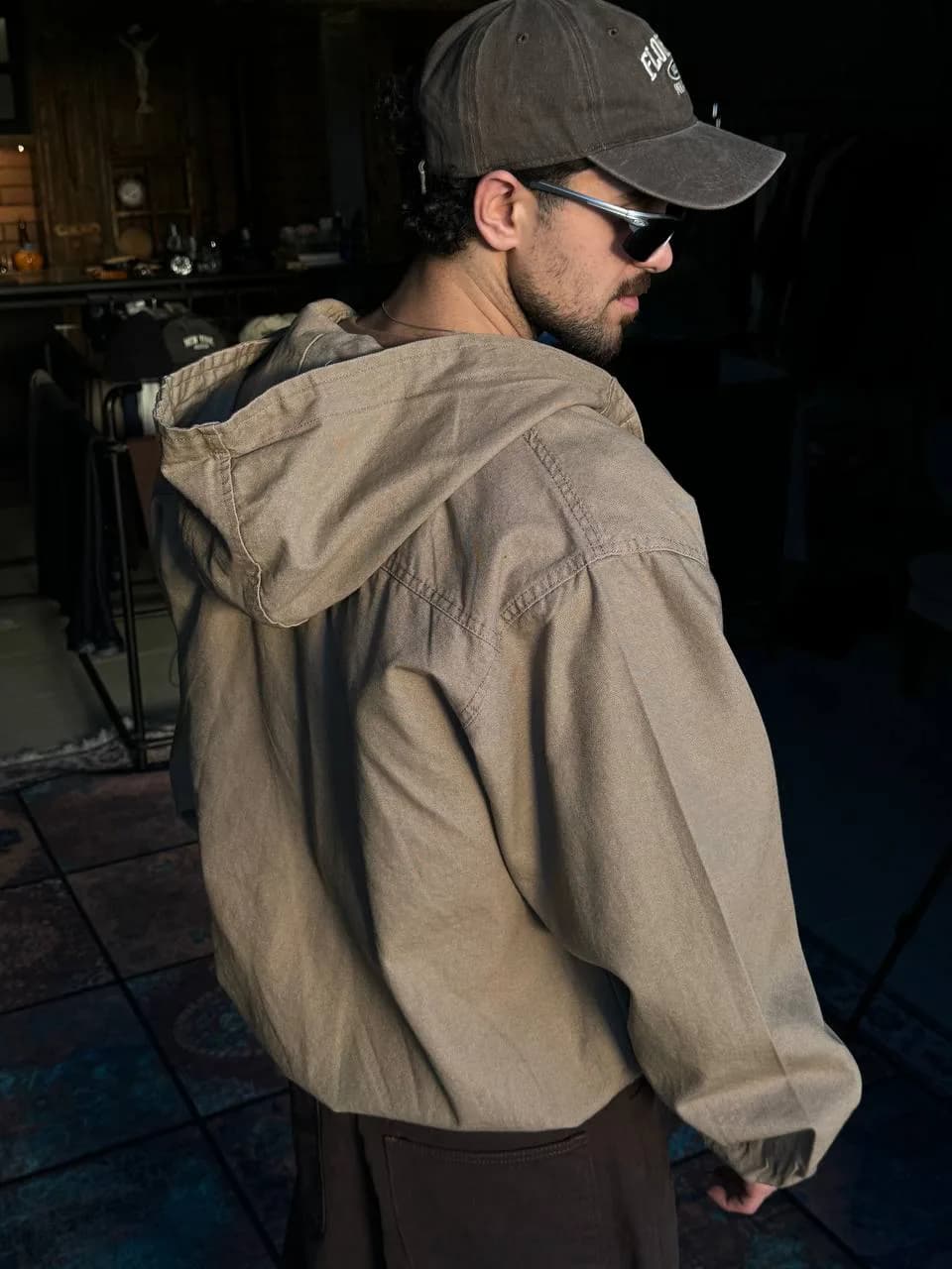 کاپشن کمر کش کتان نخودی 2XL — تصویر ۳