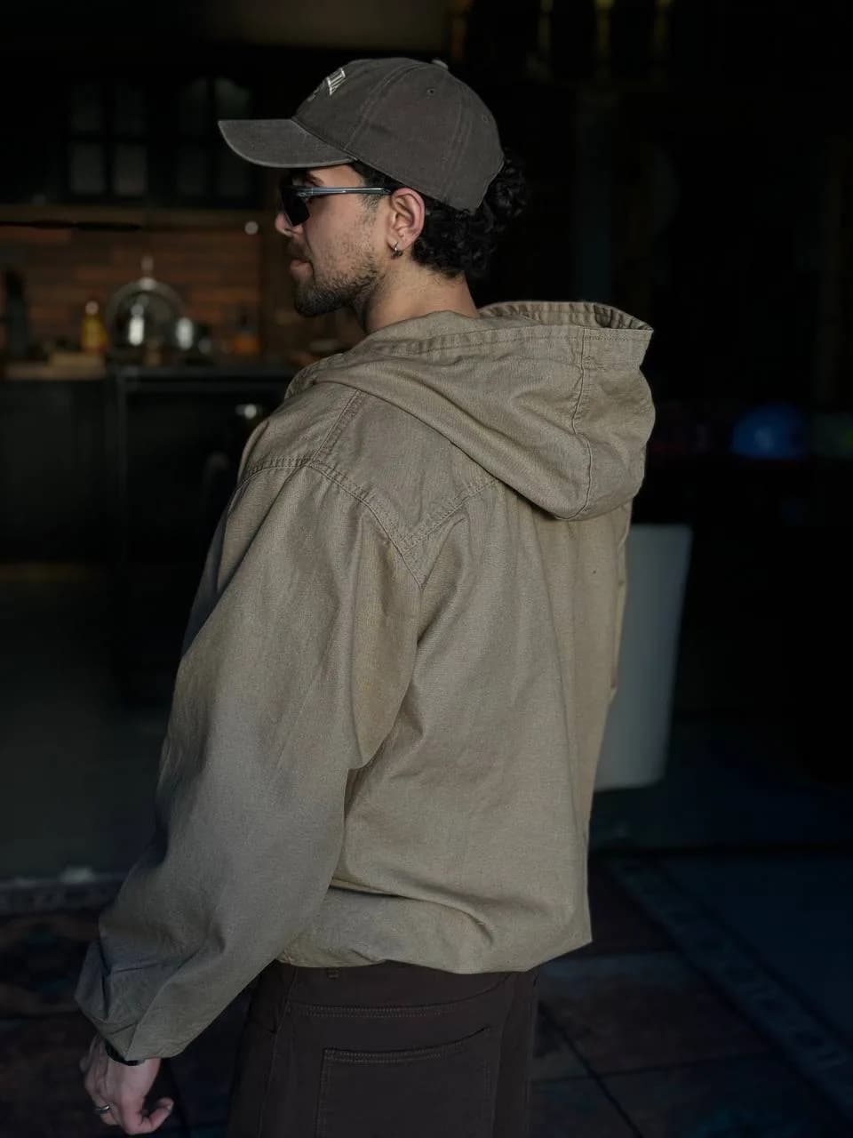 کاپشن کمر کش کتان نخودی 2XL — تصویر ۵