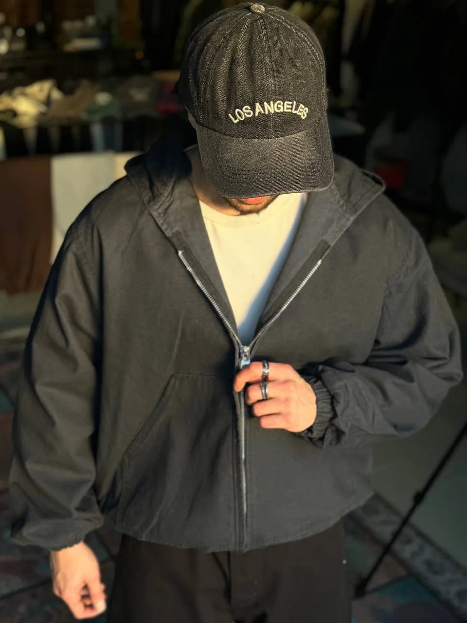 کاپشن کمر کش کتان ذغالی 3XL — تصویر ۲