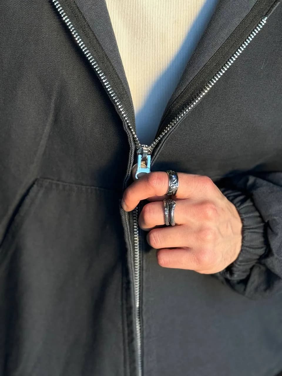 کاپشن کمر کش کتان ذغالی 2XL — تصویر ۵