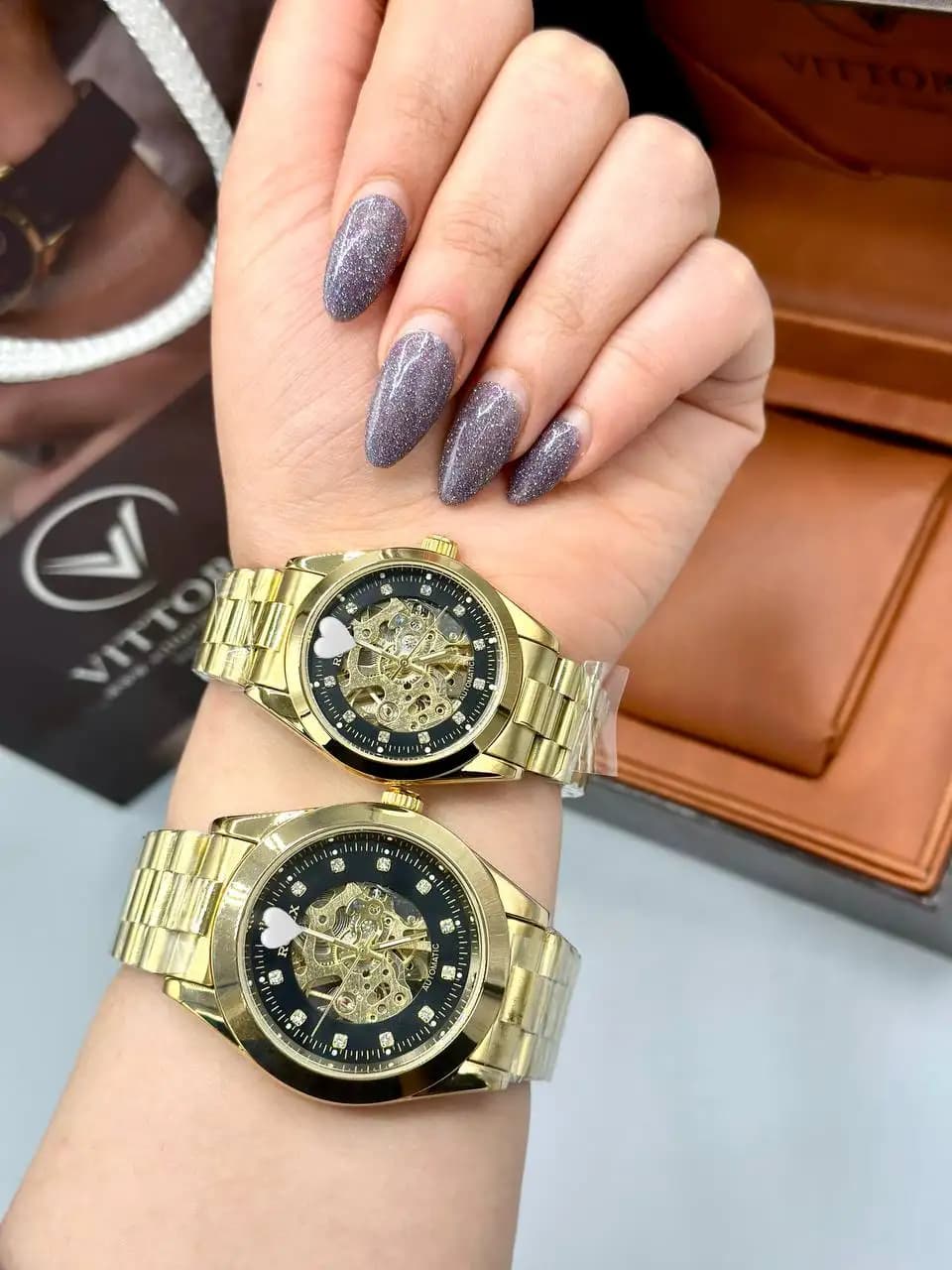 ساعت ست اتوماتیک رولکس (طلایی صفحه مشکی) کد 4315
