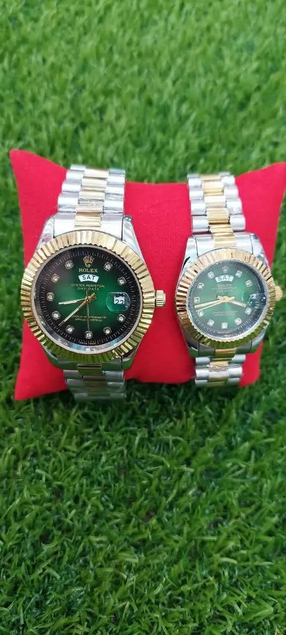 ساعت رولکس Day-Date (نقره ای-طلایی صفحه سبز) کد 4300