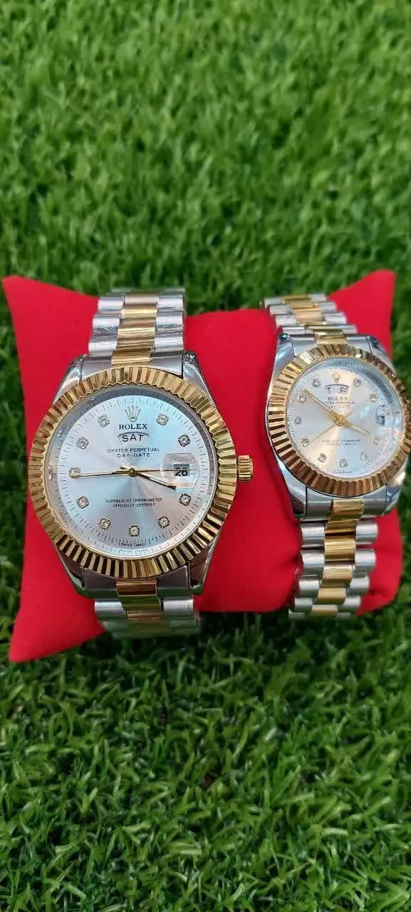 ساعت رولکس Day-Date (نقره ای-طلایی صفحه نقره ای) کد 4300 — تصویر ۲