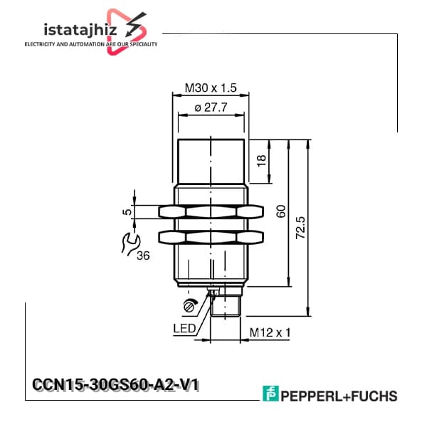 سنسور خازنی P+F کد CCN15‑30GS60‑A2‑V1 — تصویر ۳