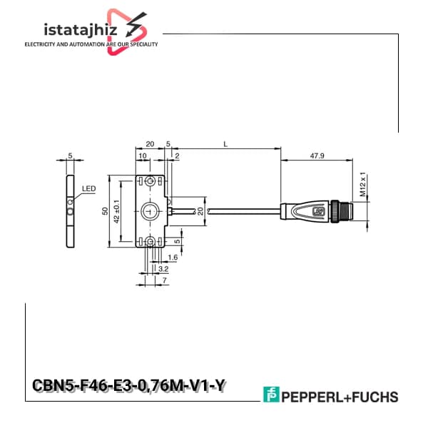 سنسور خازنی P+F کد CBN5‑F46‑E3‑0,76M‑V1‑Y — تصویر ۳